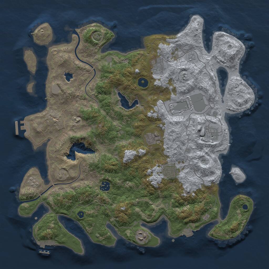 Rust Map: Procedural Map, Size: 4000, Seed: 845032, 14 Monuments