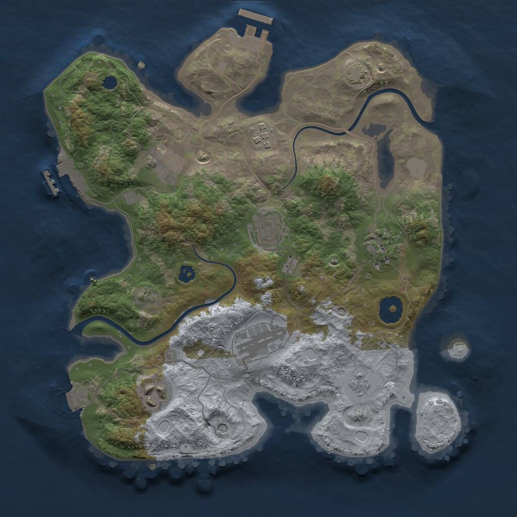 Rust Map: Procedural Map, Size: 3000, Seed: 29423, 12 Monuments