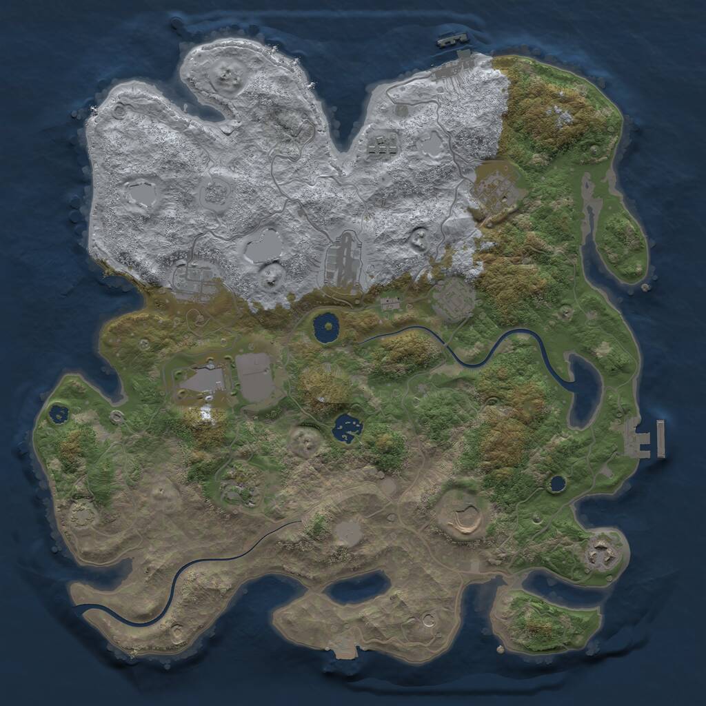 Rust Map: Procedural Map, Size: 3750, Seed: 85360, 16 Monuments