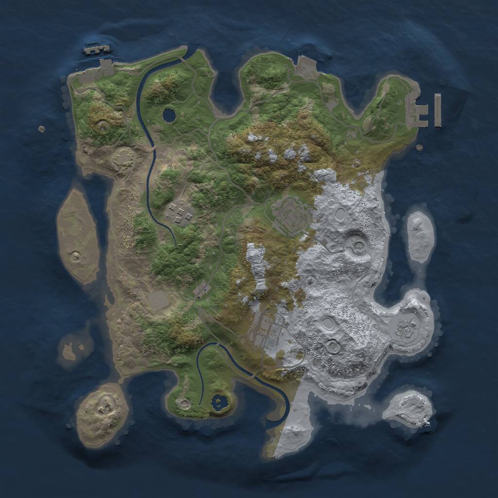 Rust Map: Procedural Map, Size: 3000, Seed: 272543523, 9 Monuments