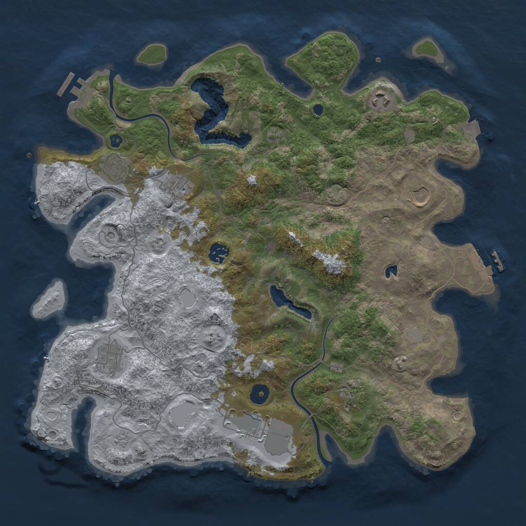 Rust Map: Procedural Map, Size: 4000, Seed: 1279332473, 14 Monuments
