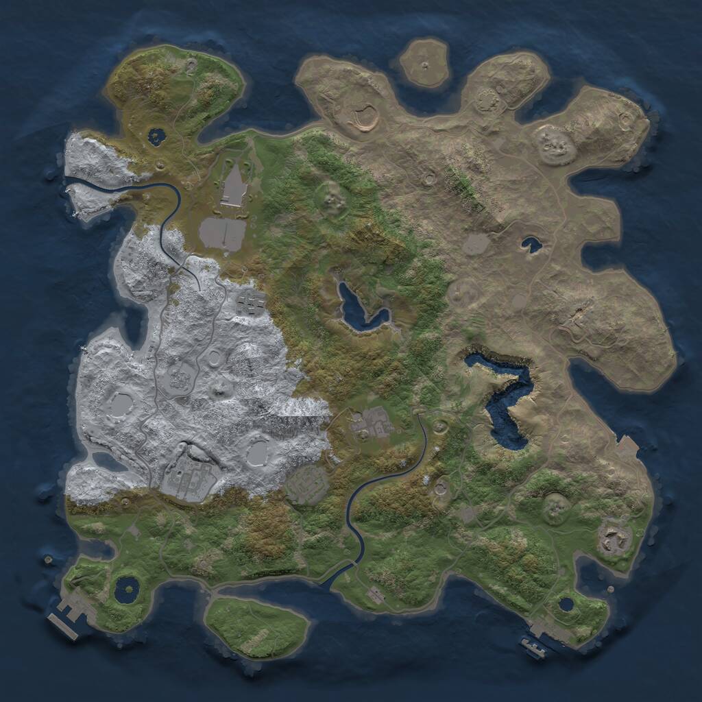 Rust Map: Procedural Map, Size: 4000, Seed: 649861369, 13 Monuments