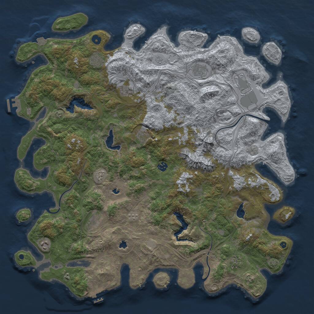 Rust Map: Procedural Map, Size: 5000, Seed: 908177063, 16 Monuments