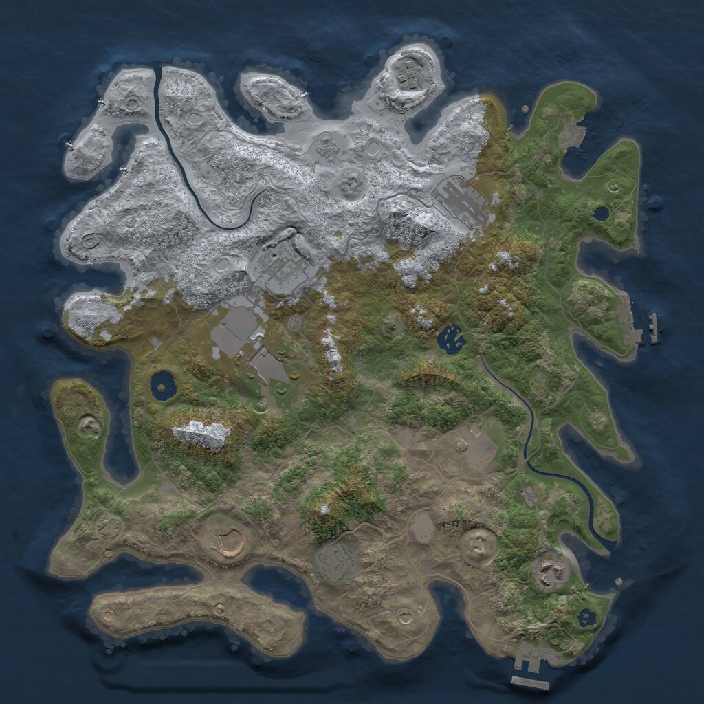 Rust Map: Procedural Map, Size: 3750, Seed: 645924777, 15 Monuments