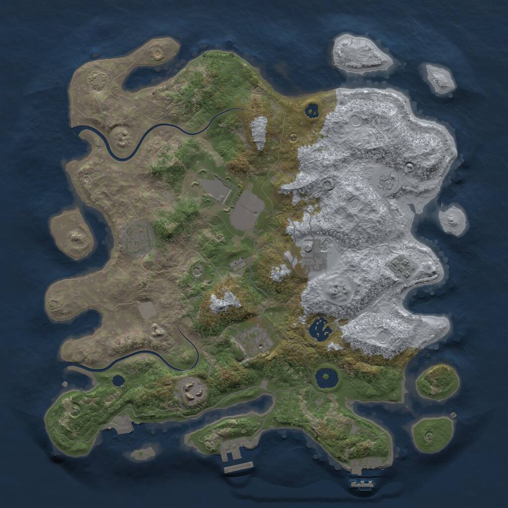 Rust Map: Procedural Map, Size: 3500, Seed: 776218323, 13 Monuments