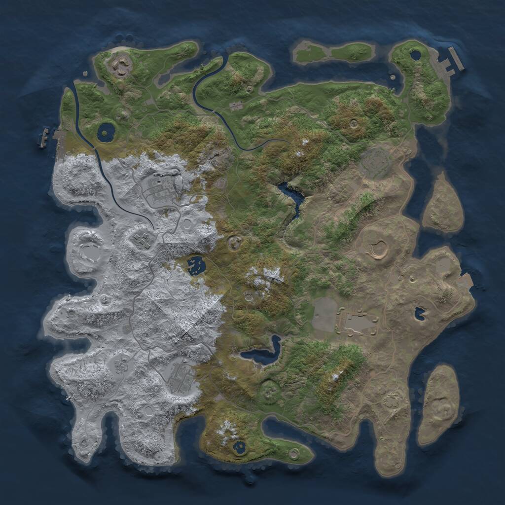 Rust Map: Procedural Map, Size: 4000, Seed: 13813, 14 Monuments