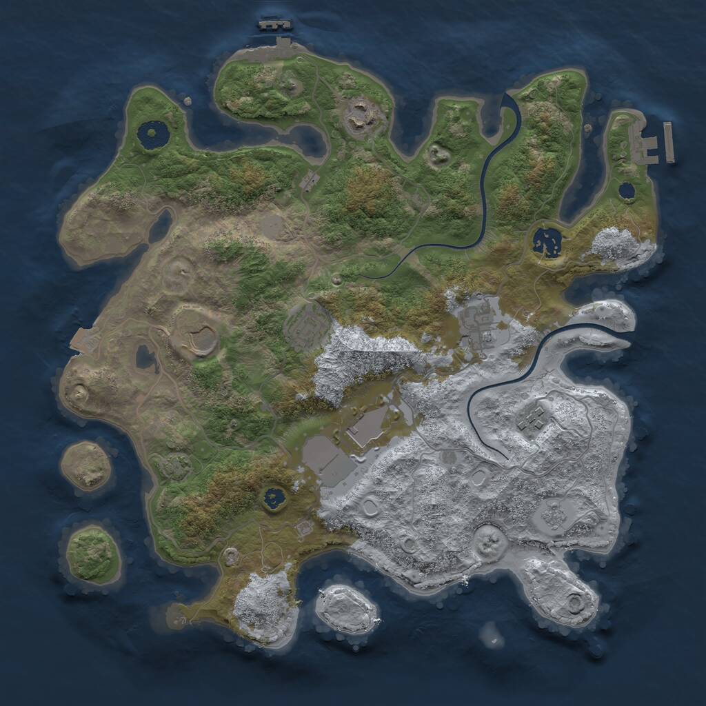 Rust Map: Procedural Map, Size: 3500, Seed: 64045237, 12 Monuments