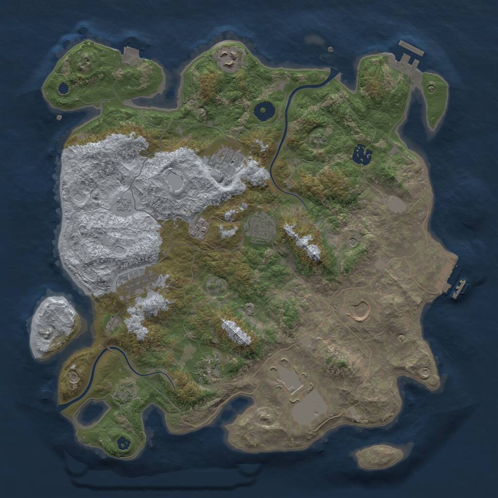 Rust Map: Procedural Map, Size: 3750, Seed: 151108981, 15 Monuments