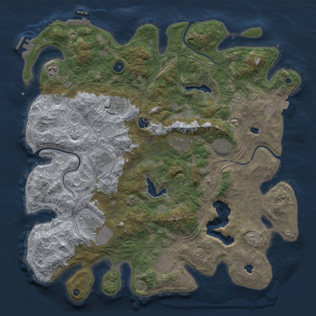 Rust Map: Procedural Map, Size: 4500, Seed: 1091025477, 15 Monuments