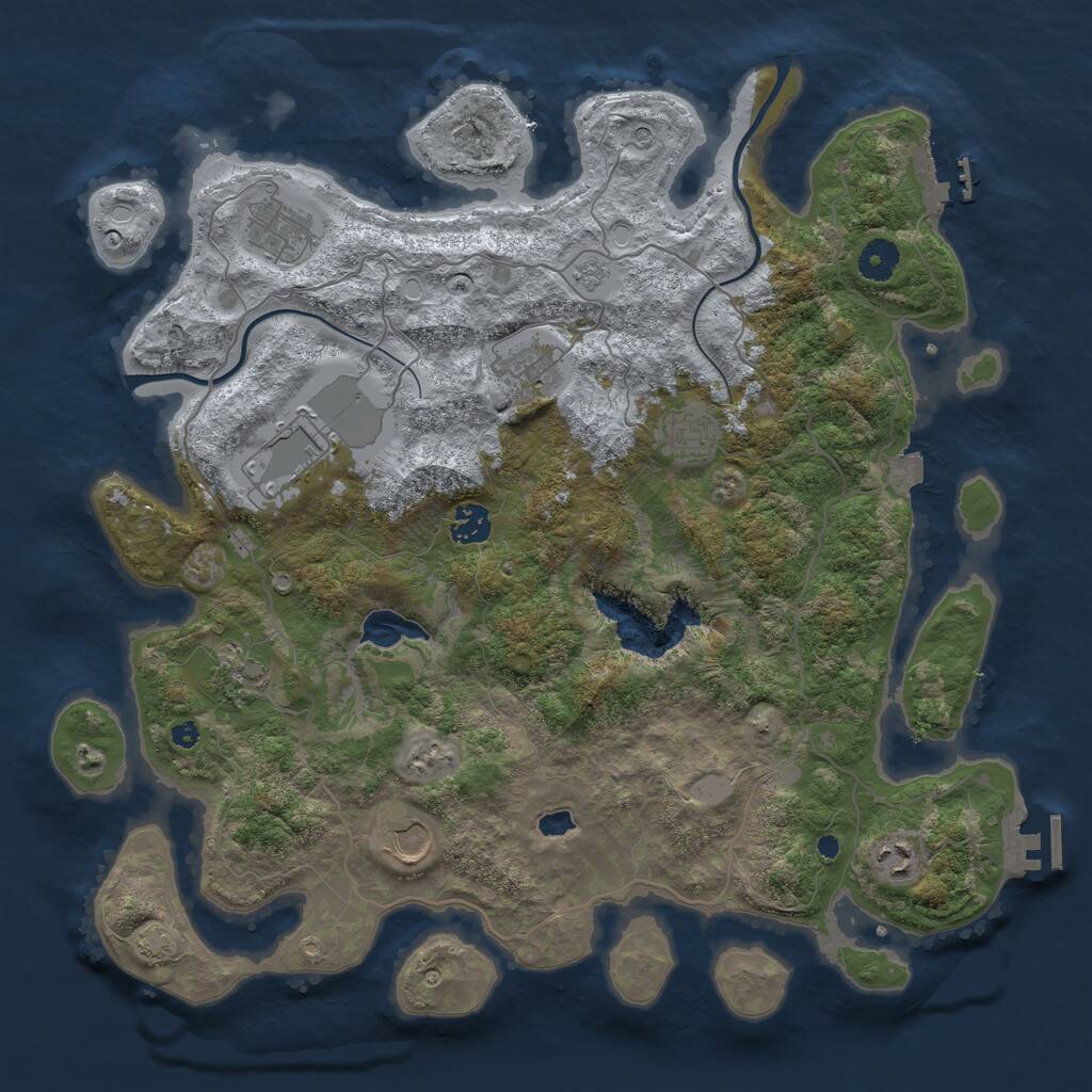 Rust Map: Procedural Map, Size: 4000, Seed: 947583, 14 Monuments