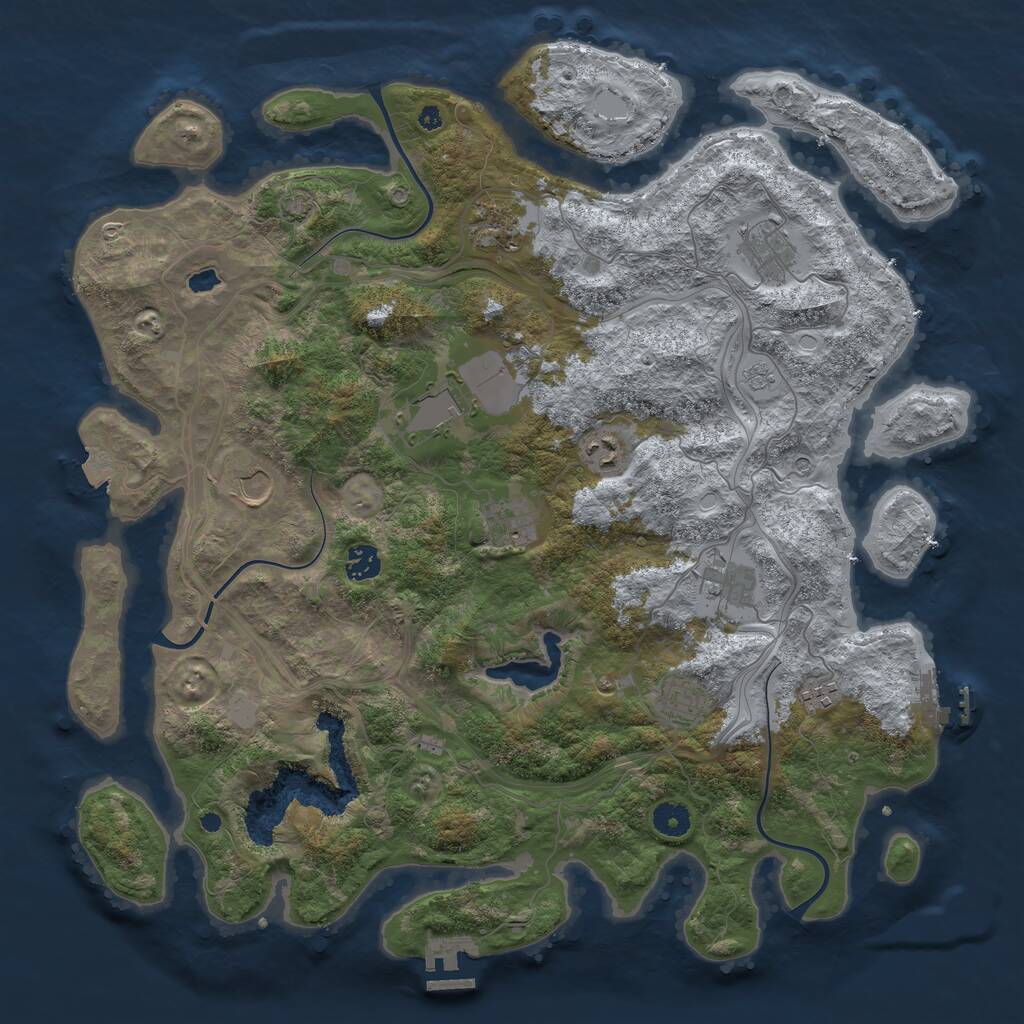 Rust Map: Procedural Map, Size: 4250, Seed: 837192783, 16 Monuments