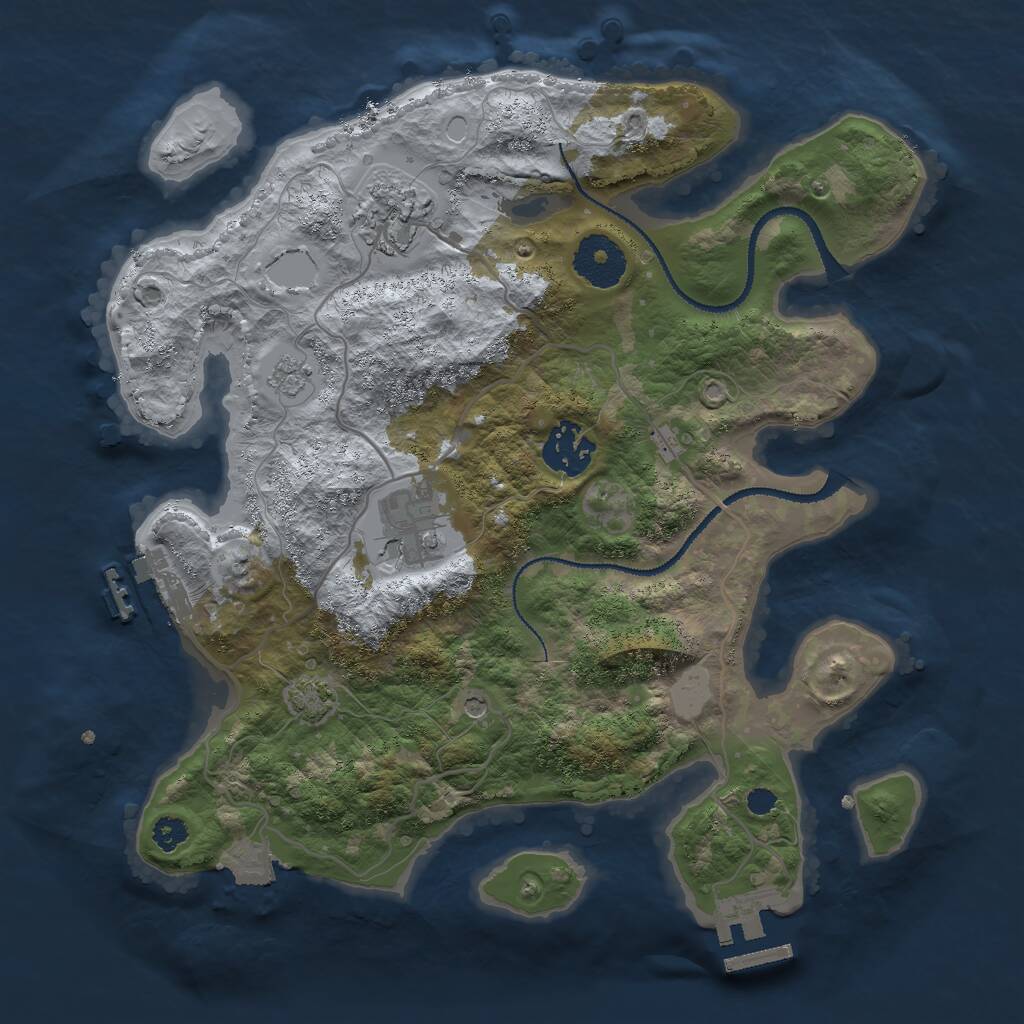 Rust Map: Procedural Map, Size: 3000, Seed: 219412884, 9 Monuments