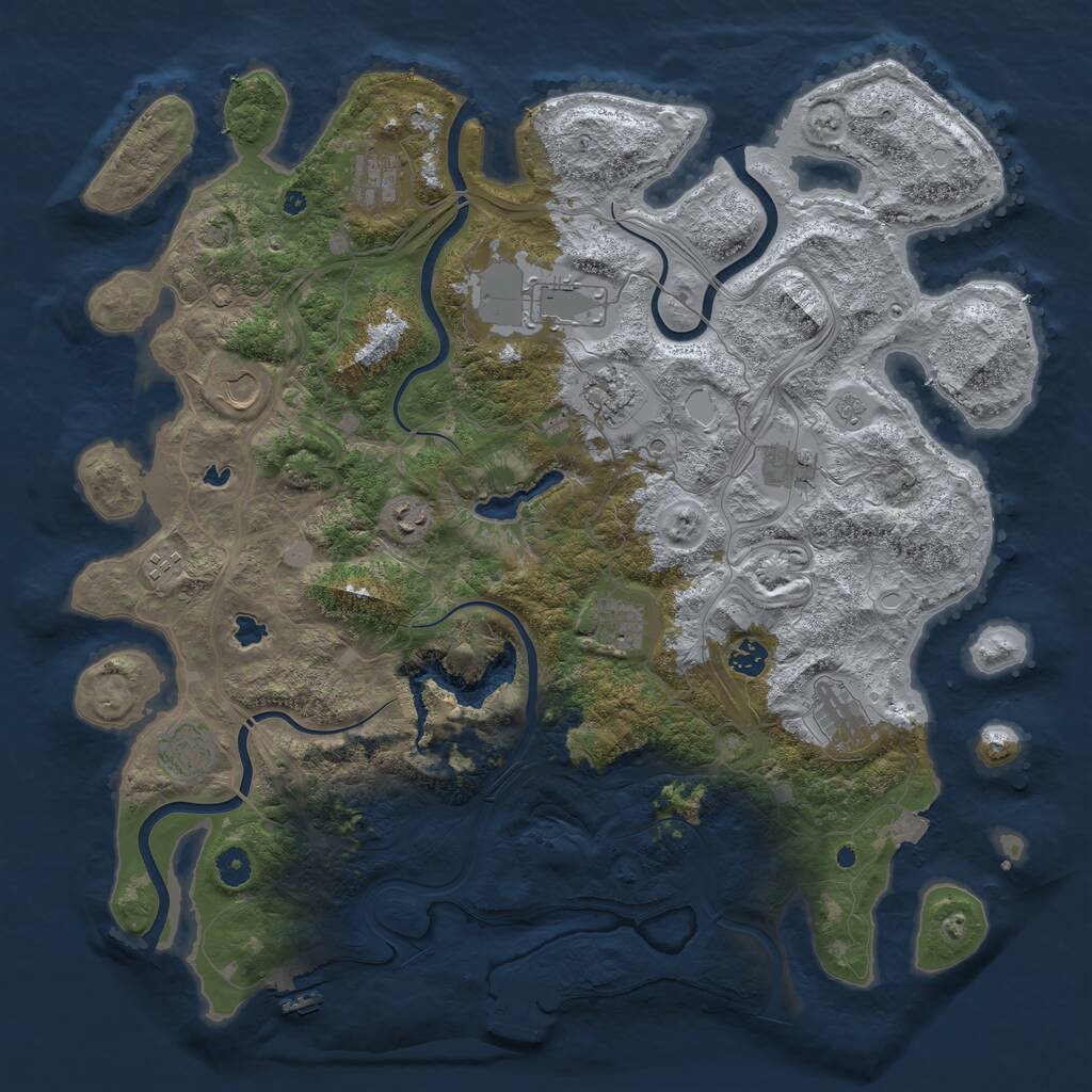 Rust Map: Procedural Map, Size: 4500, Seed: 1155535854, 17 Monuments
