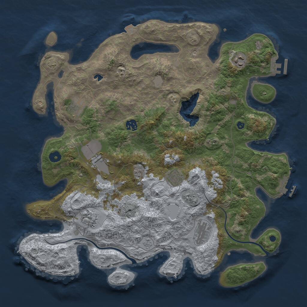Rust Map: Procedural Map, Size: 4000, Seed: 288845, 14 Monuments