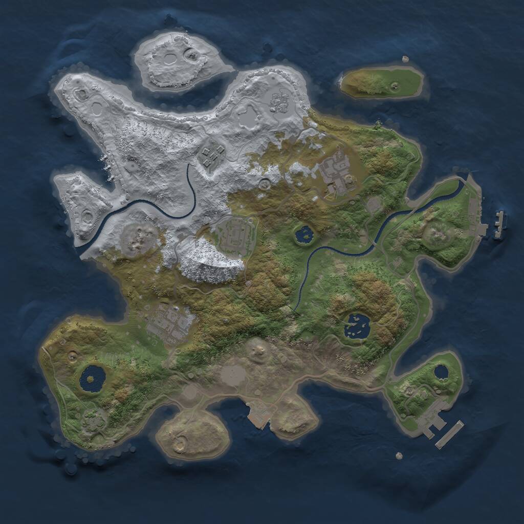 Rust Map: Procedural Map, Size: 3000, Seed: 2102530429, 10 Monuments