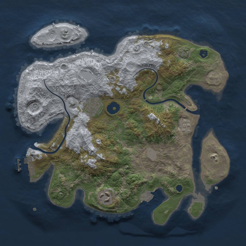 Rust Map: Procedural Map, Size: 3000, Seed: 21764, 7 Monuments