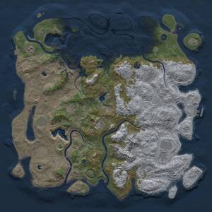 Thumbnail Rust Map: Procedural Map, Size: 5000, Seed: 1052025, 17 Monuments
