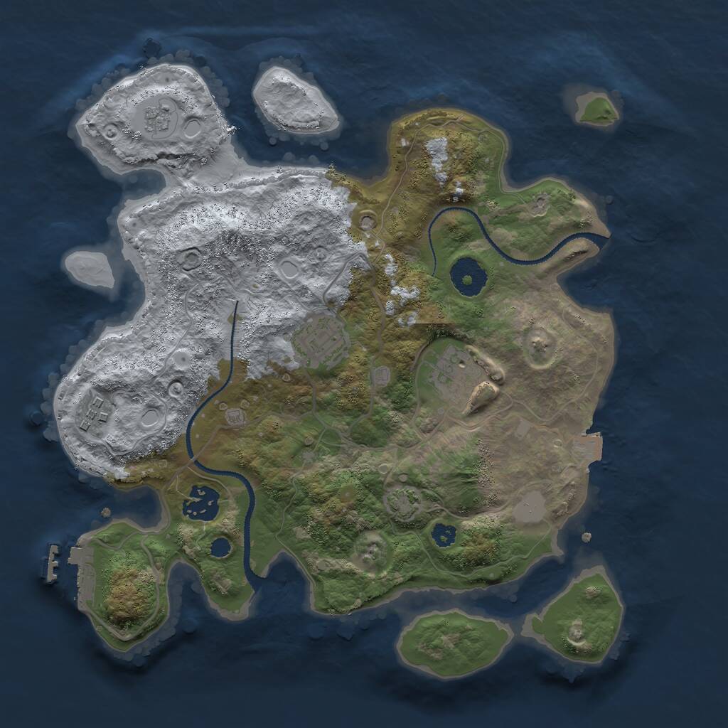 Rust Map: Procedural Map, Size: 3000, Seed: 23714, 8 Monuments