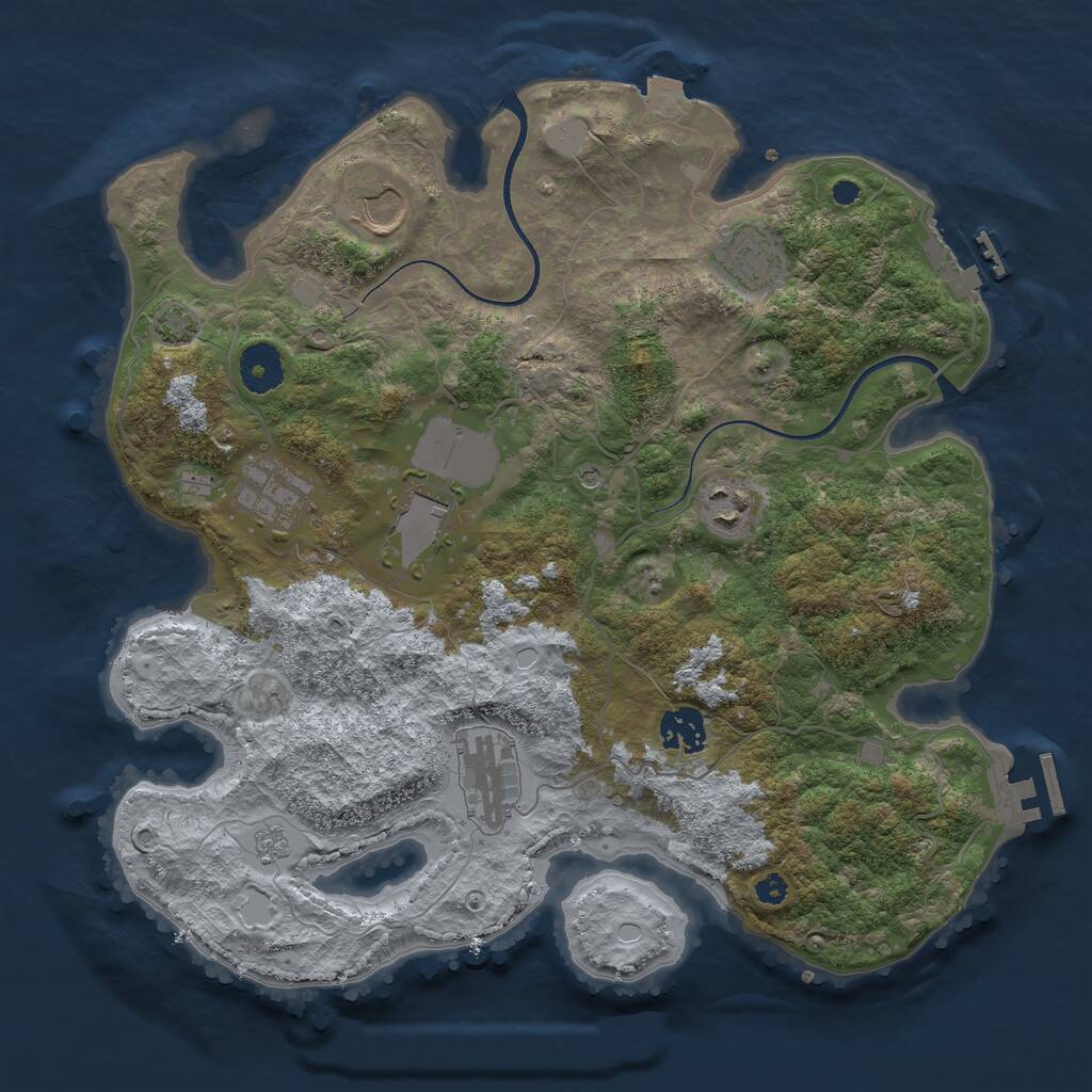 Rust Map: Procedural Map, Size: 3500, Seed: 629121574, 13 Monuments