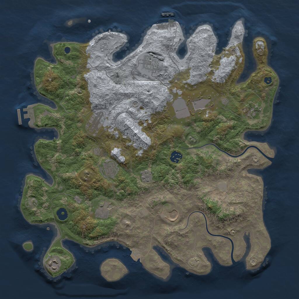 Rust Map: Procedural Map, Size: 3900, Seed: 1197308427, 16 Monuments