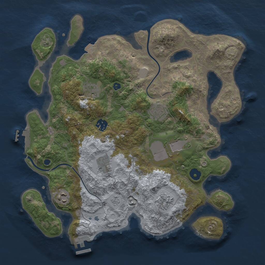 Rust Map: Procedural Map, Size: 3500, Seed: 256321990, 13 Monuments