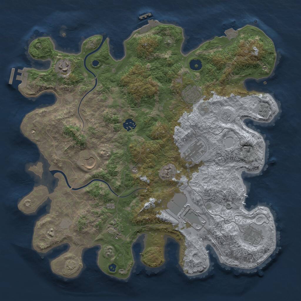 Rust Map: Procedural Map, Size: 3750, Seed: 1354509290, 15 Monuments