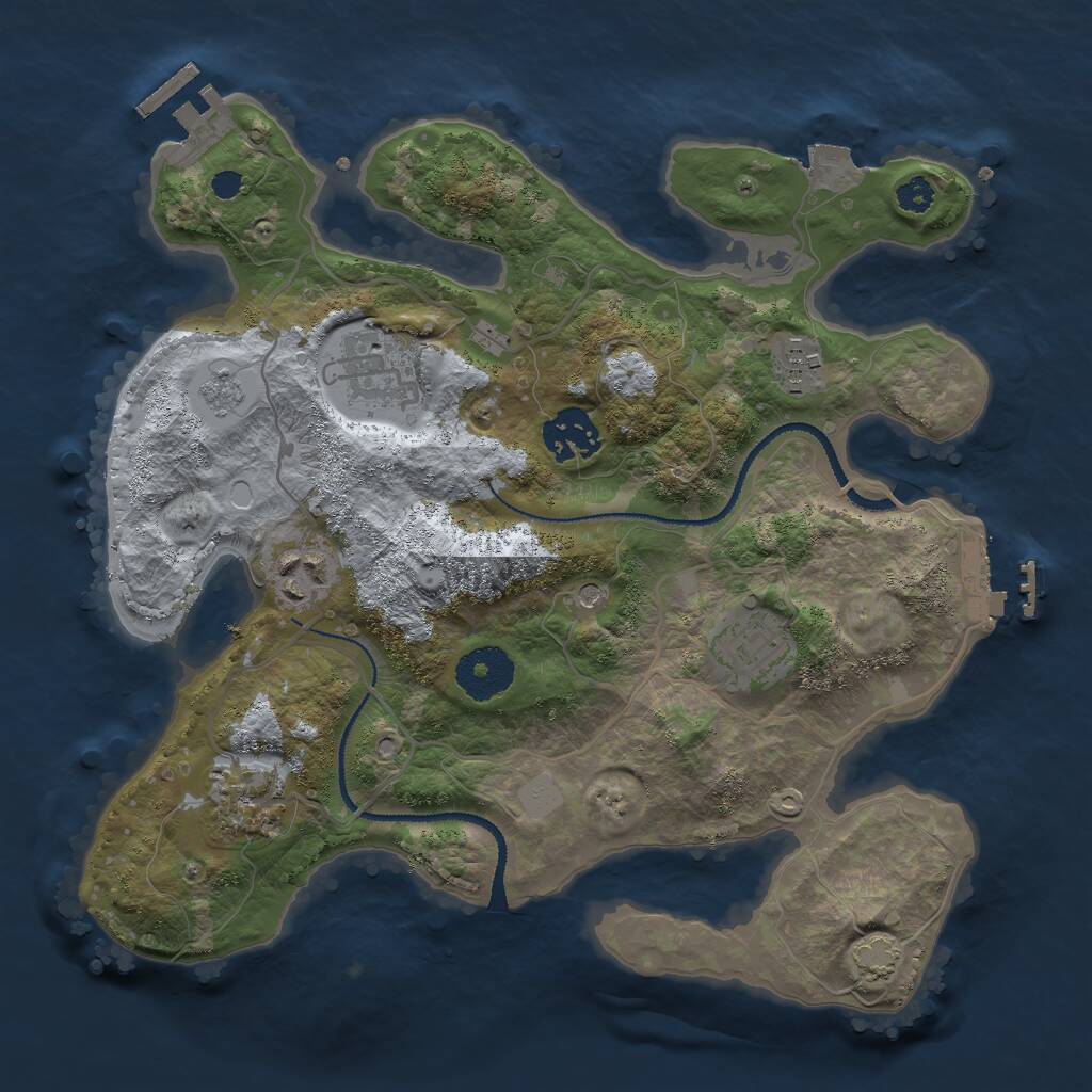 Rust Map: Procedural Map, Size: 3000, Seed: 1205848807, 12 Monuments