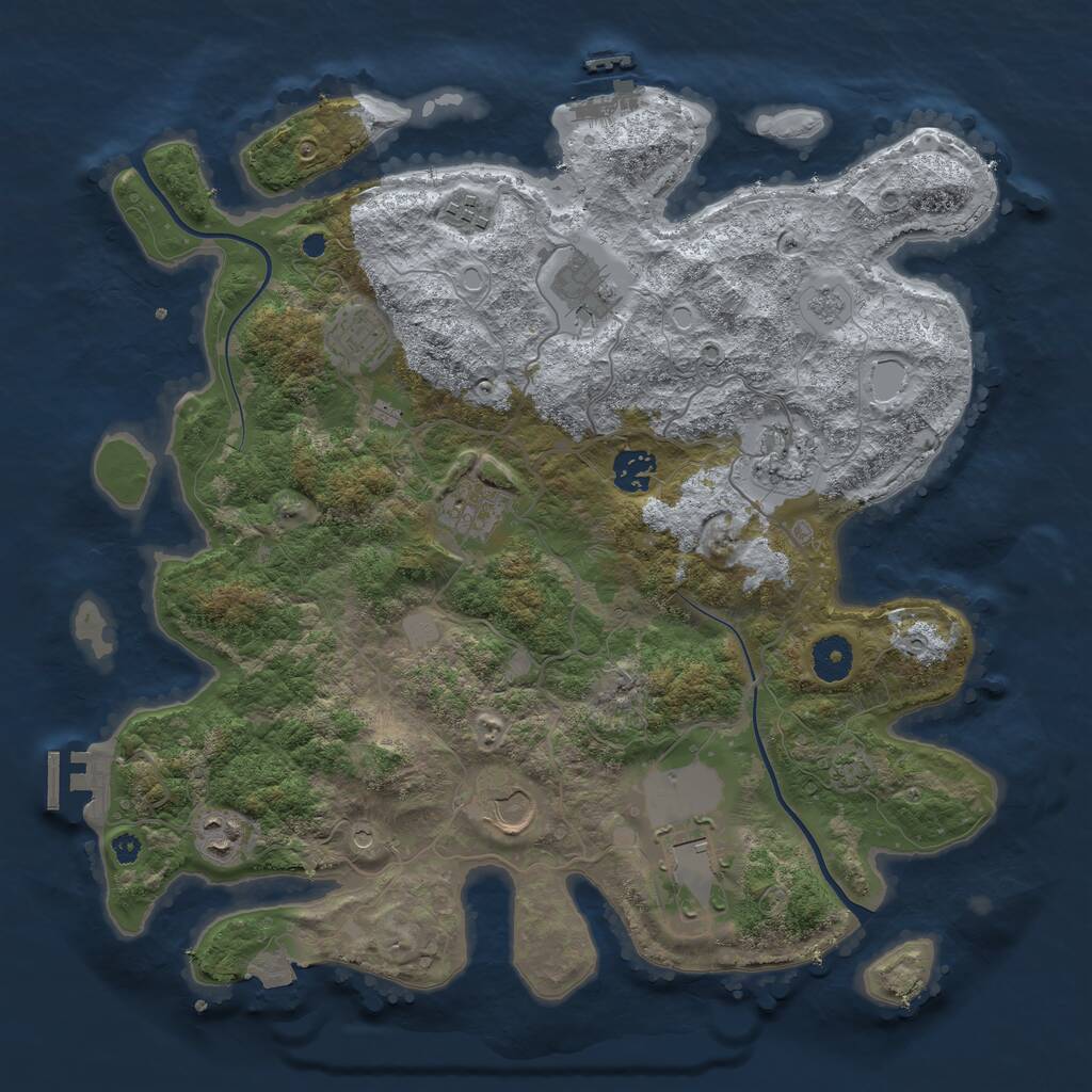 Rust Map: Procedural Map, Size: 3750, Seed: 623459412, 15 Monuments