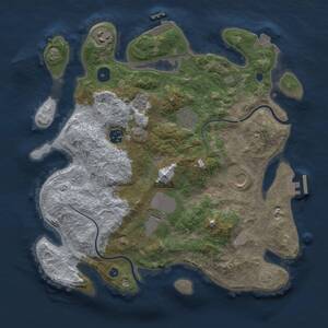 Thumbnail Rust Map: Procedural Map, Size: 3500, Seed: 1249194205, 12 Monuments