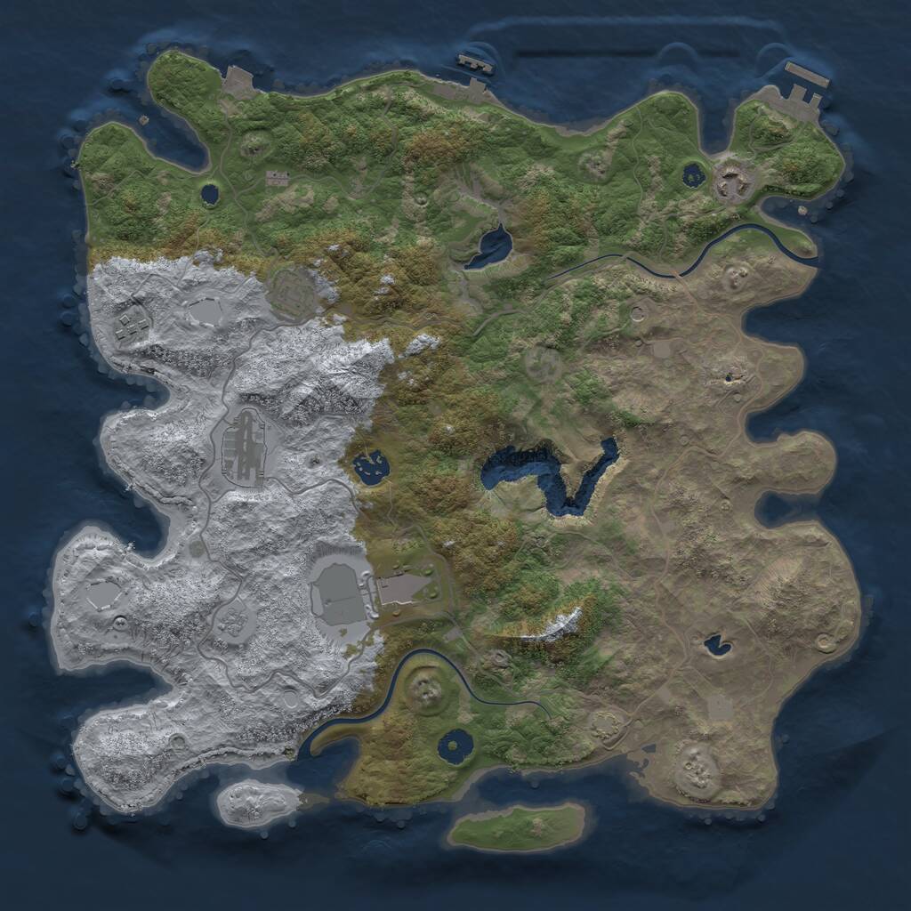 Rust Map: Procedural Map, Size: 4000, Seed: 1675378227, 12 Monuments
