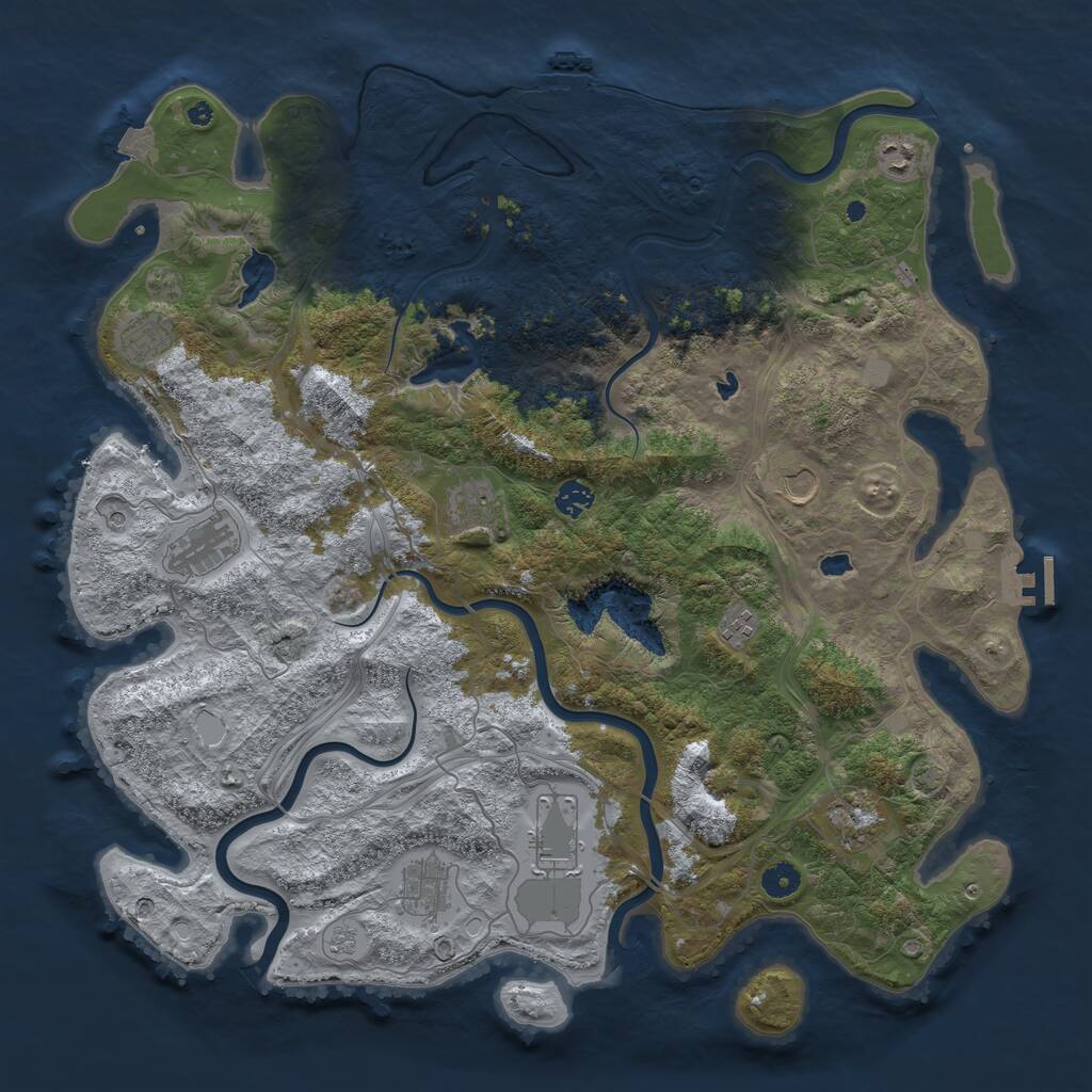 Rust Map: Procedural Map, Size: 4500, Seed: 27556, 16 Monuments