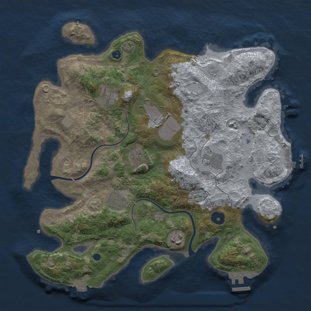 Rust Map: Procedural Map, Size: 3500, Seed: 65322, 13 Monuments
