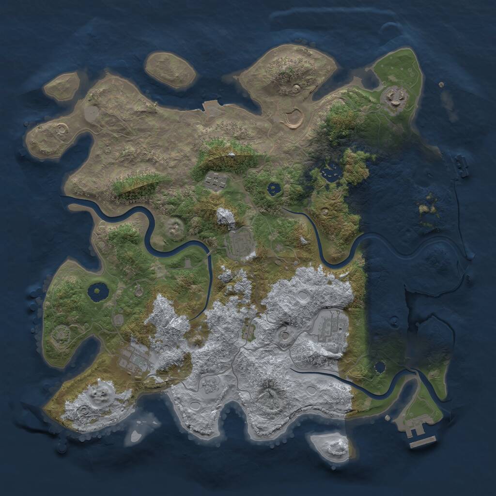 Rust Map: Procedural Map, Size: 3750, Seed: 891836615, 13 Monuments