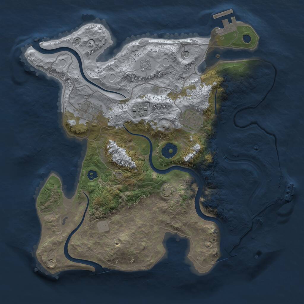 Rust Map: Procedural Map, Size: 3000, Seed: 1202042855, 9 Monuments