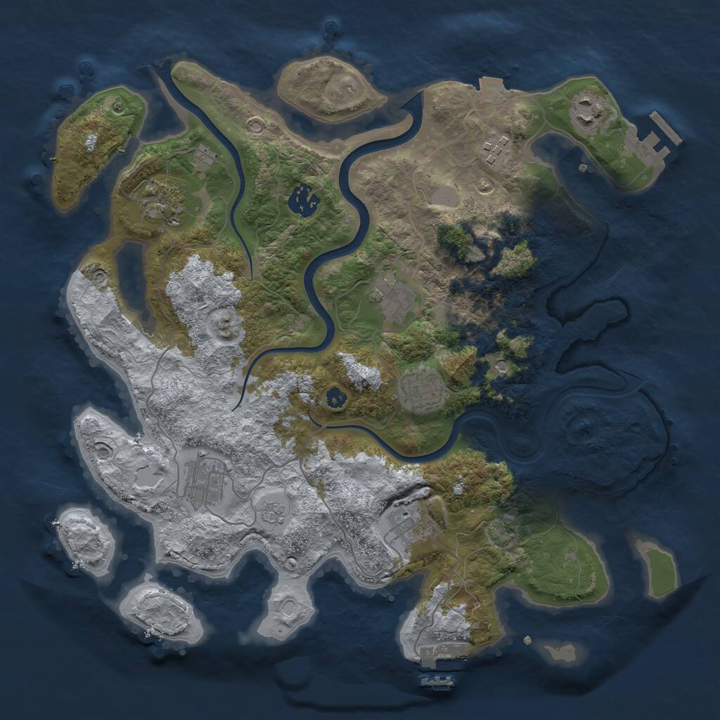 Rust Map: Procedural Map, Size: 3500, Seed: 1687075008, 14 Monuments