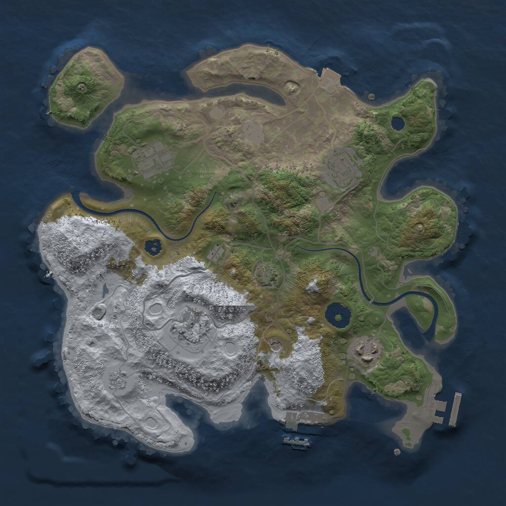 Rust Map: Procedural Map, Size: 3000, Seed: 1957176707, 10 Monuments