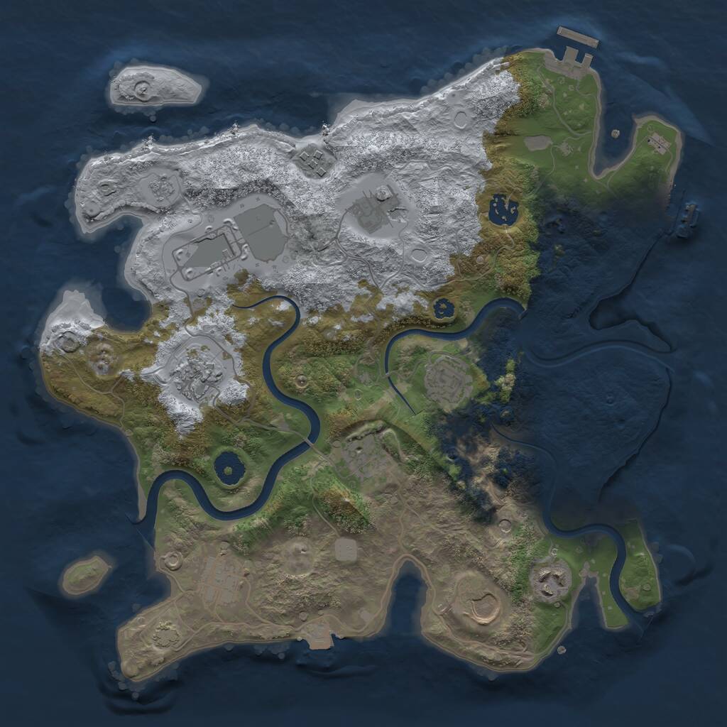 Rust Map: Procedural Map, Size: 3500, Seed: 1160267196, 16 Monuments
