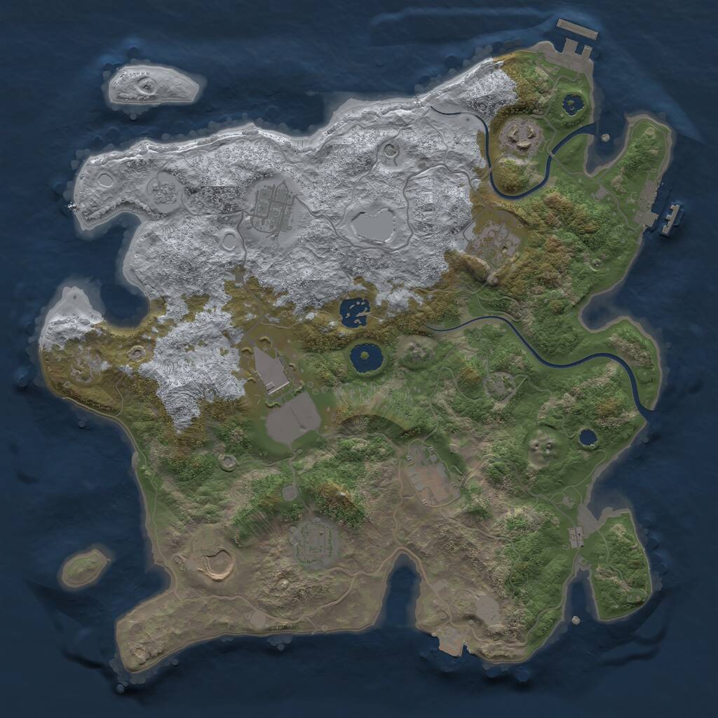 Rust Map: Procedural Map, Size: 3500, Seed: 1160267196, 14 Monuments