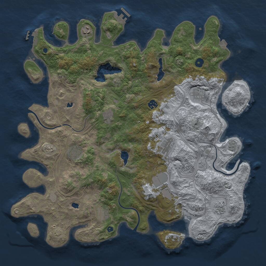 Rust Map: Procedural Map, Size: 4500, Seed: 3874721, 16 Monuments