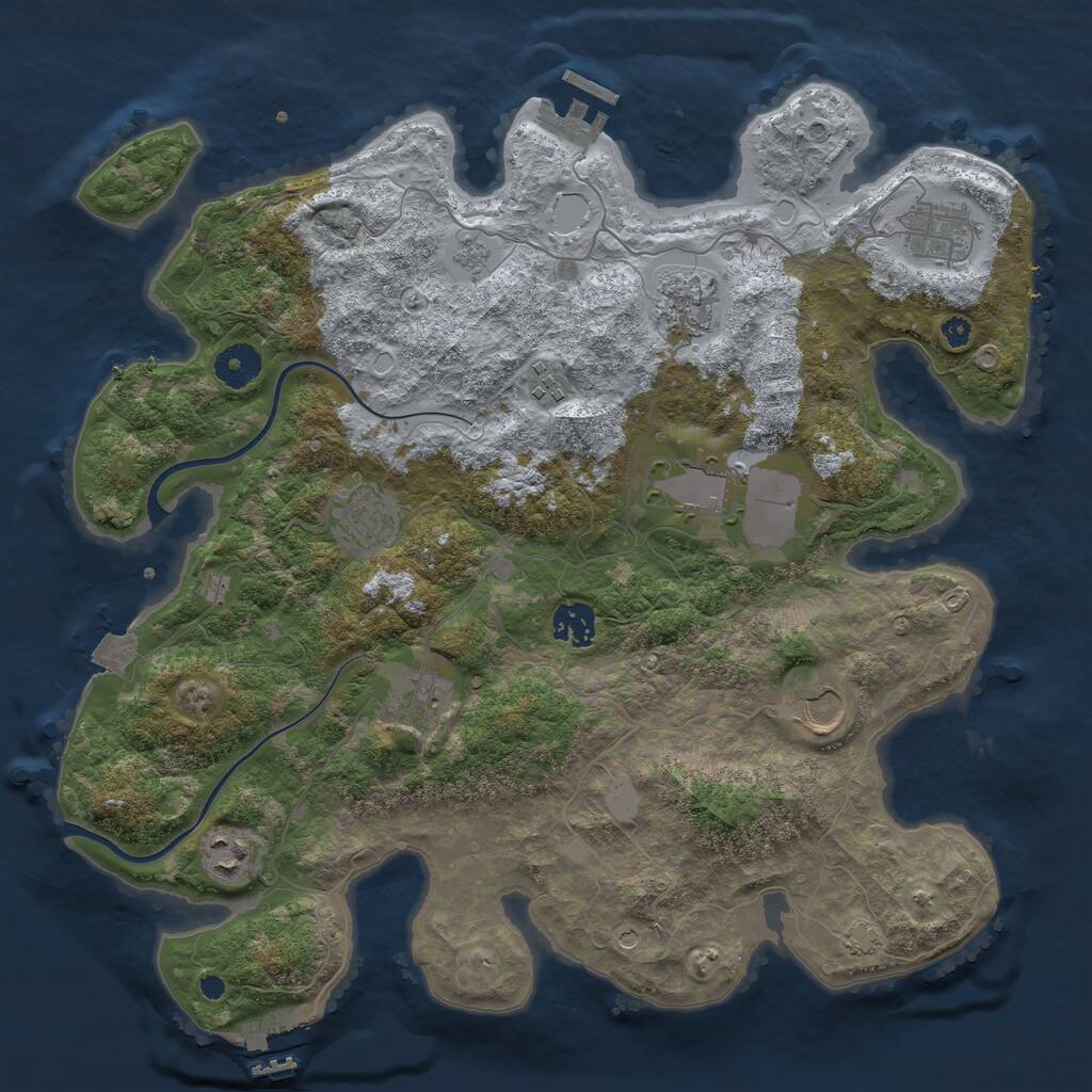 Rust Map: Procedural Map, Size: 3700, Seed: 2011962955, 15 Monuments