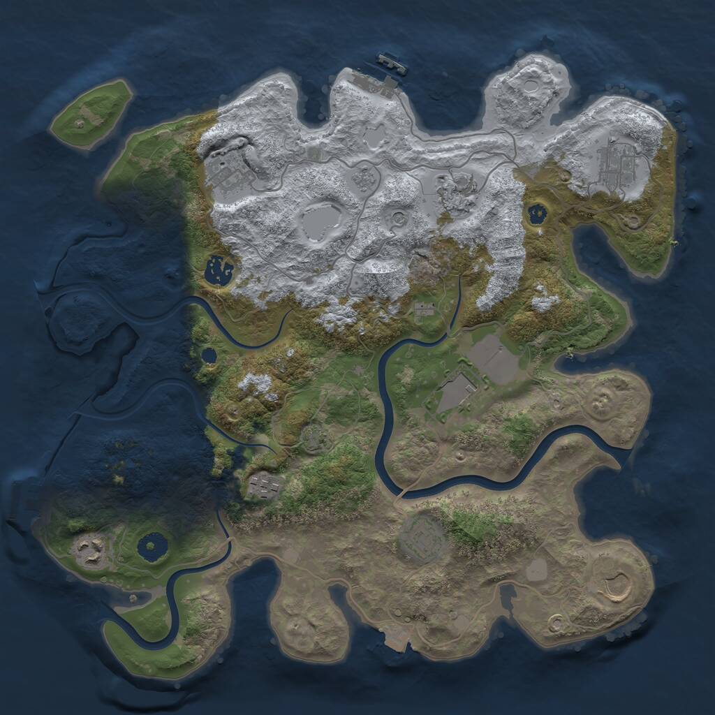 Rust Map: Procedural Map, Size: 3700, Seed: 2011962955, 15 Monuments