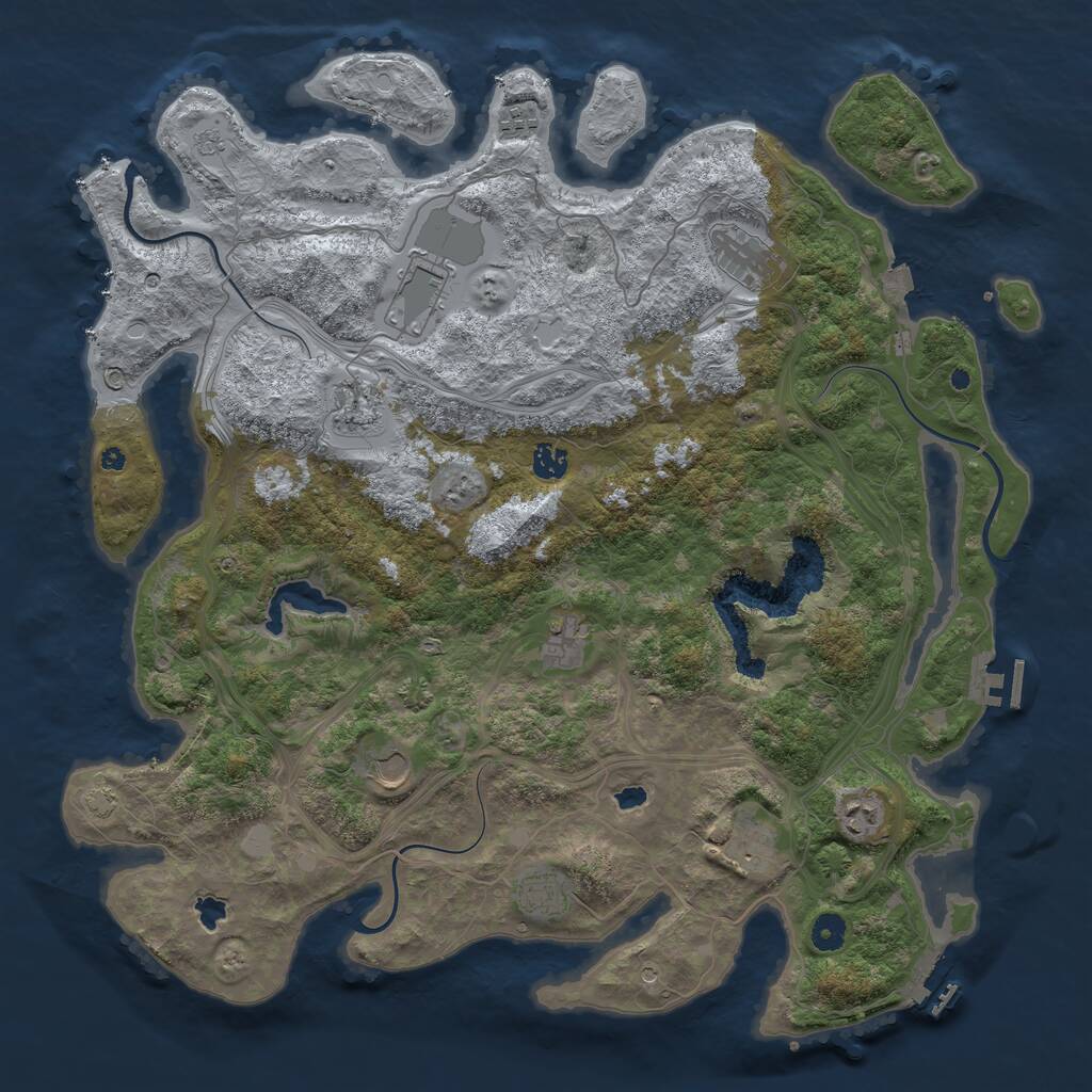Rust Map: Procedural Map, Size: 4500, Seed: 387524559, 16 Monuments
