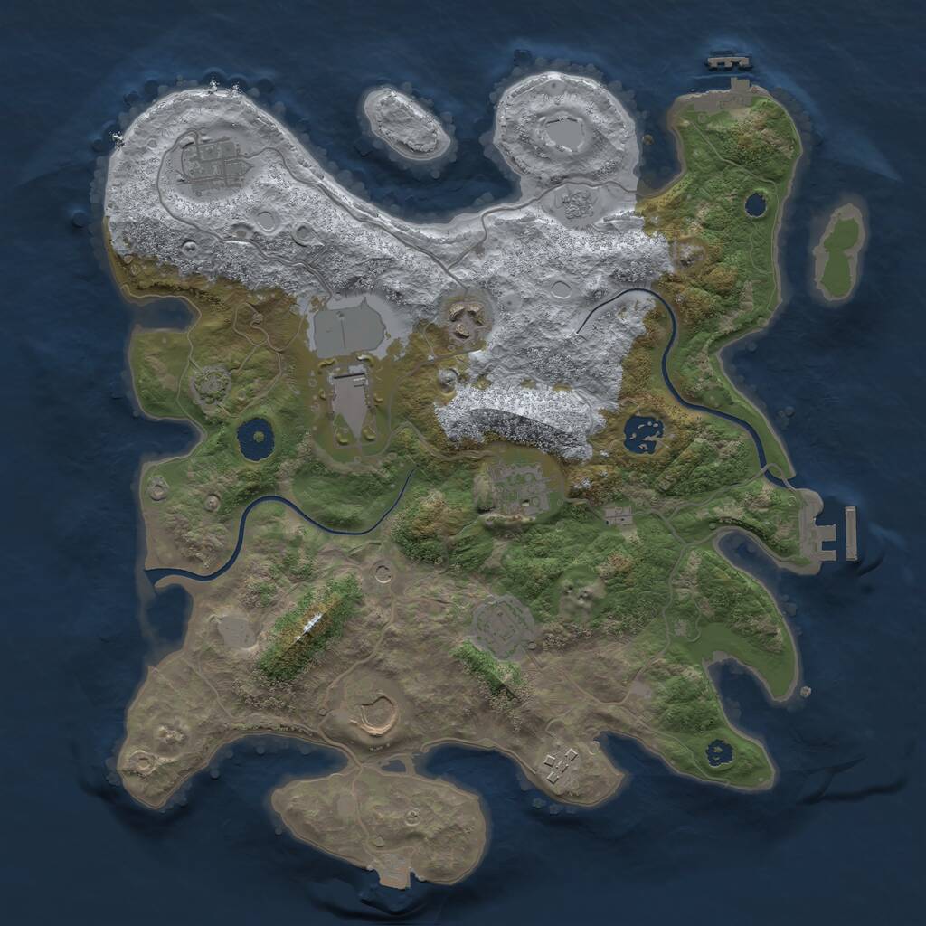 Rust Map: Procedural Map, Size: 3500, Seed: 338343170, 14 Monuments