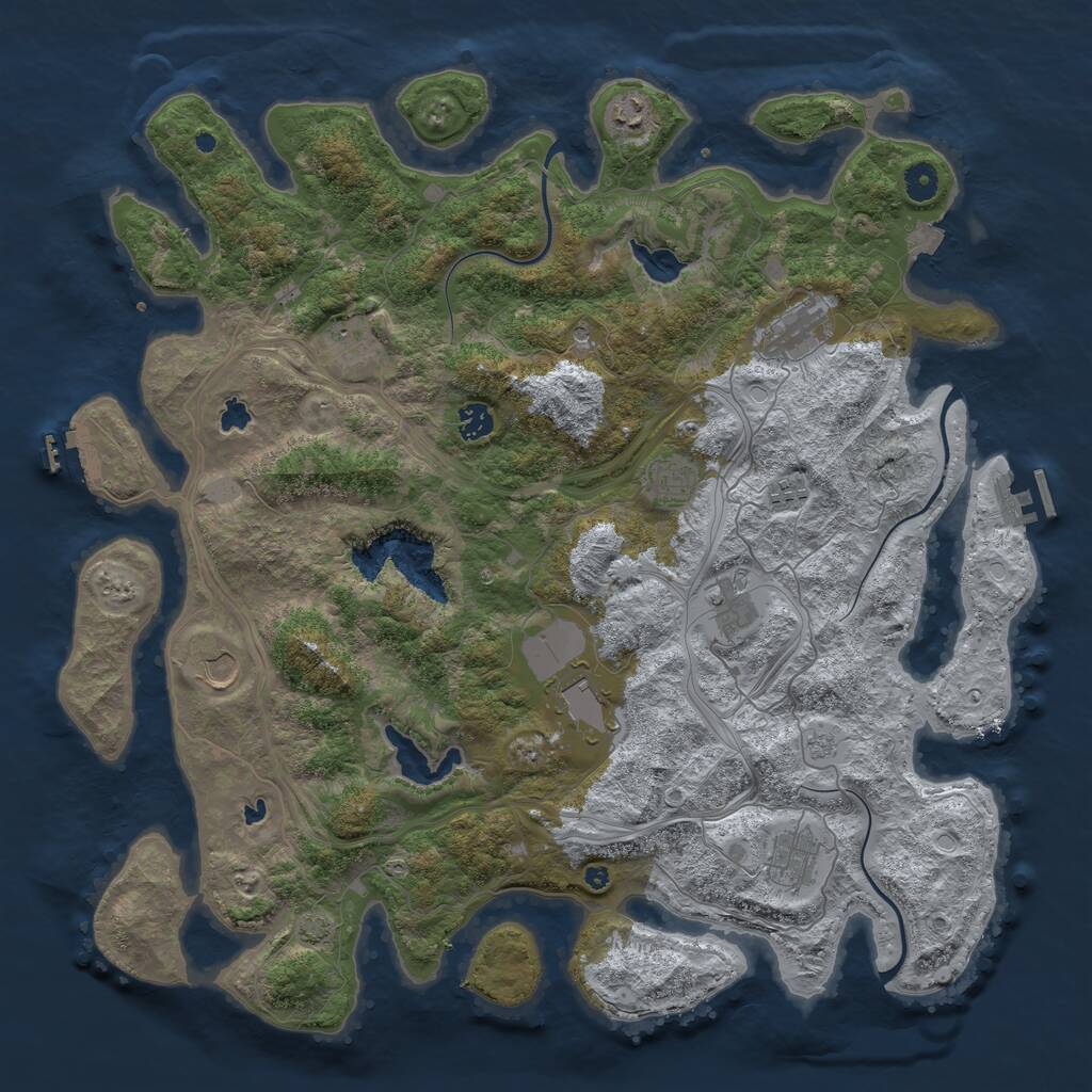 Rust Map: Procedural Map, Size: 4500, Seed: 1158885127, 16 Monuments
