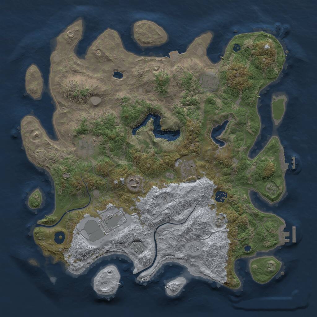 Rust Map: Procedural Map, Size: 4000, Seed: 1837308797, 13 Monuments