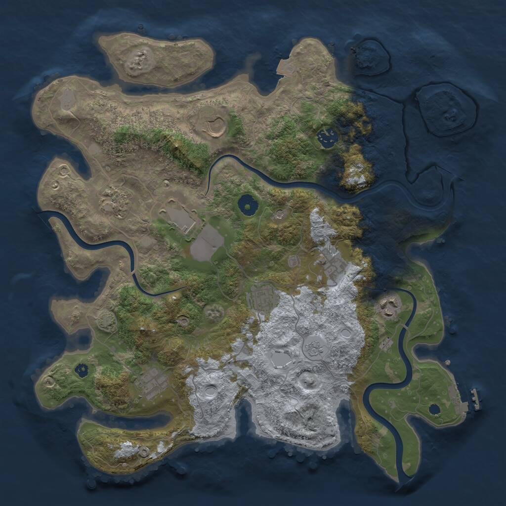 Rust Map: Procedural Map, Size: 3750, Seed: 351574322, 13 Monuments