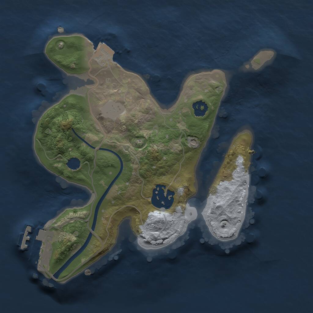 Rust Map: Procedural Map, Size: 2000, Seed: 1000343184, 3 Monuments