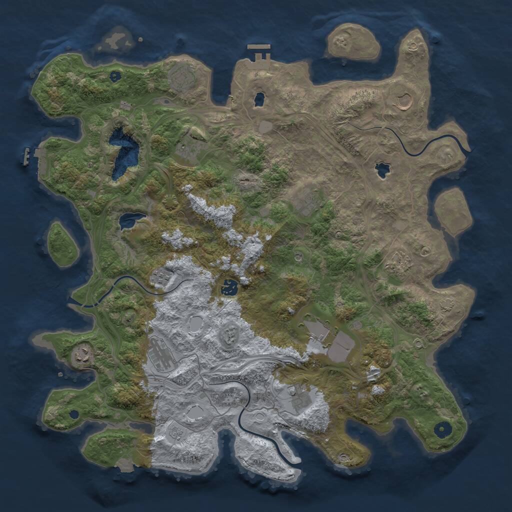 Rust Map: Procedural Map, Size: 4500, Seed: 843427501, 17 Monuments