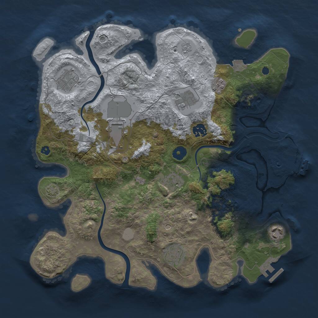 Rust Map: Procedural Map, Size: 3500, Seed: 161378278, 14 Monuments