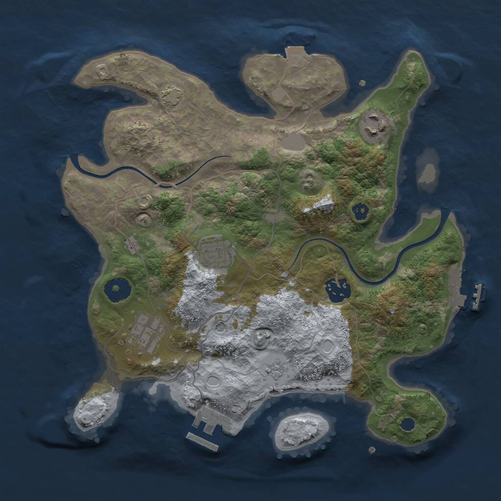 Rust Map: Procedural Map, Size: 3000, Seed: 14019, 10 Monuments